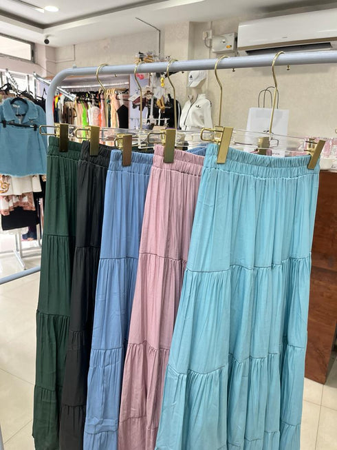 A-Line Ruffle Long Skirts